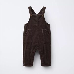 Zara Chocolate Long Corduroy Overalls